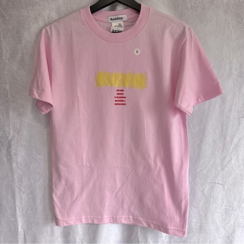 MOODSWINGS FWYH EP Pink Crew Neck Graphic Print Tee Shirt Men Size S NWT